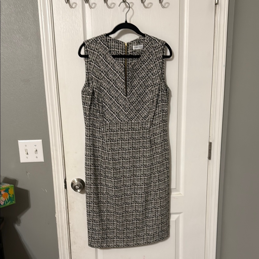 Elegant Black and White Tweed Dress
